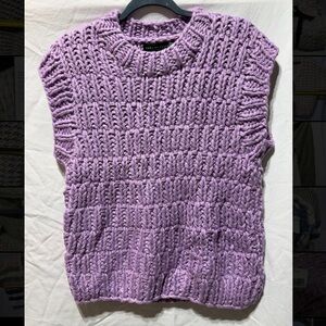 Purple Chunky Knit Sleeveless Sweater